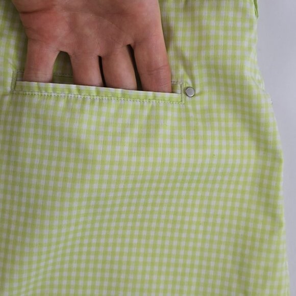 Abacus Women's Skirt Skort Lime Green White Micro Plaid Stretch Size 42/12 Reg - Picture 9 of 16